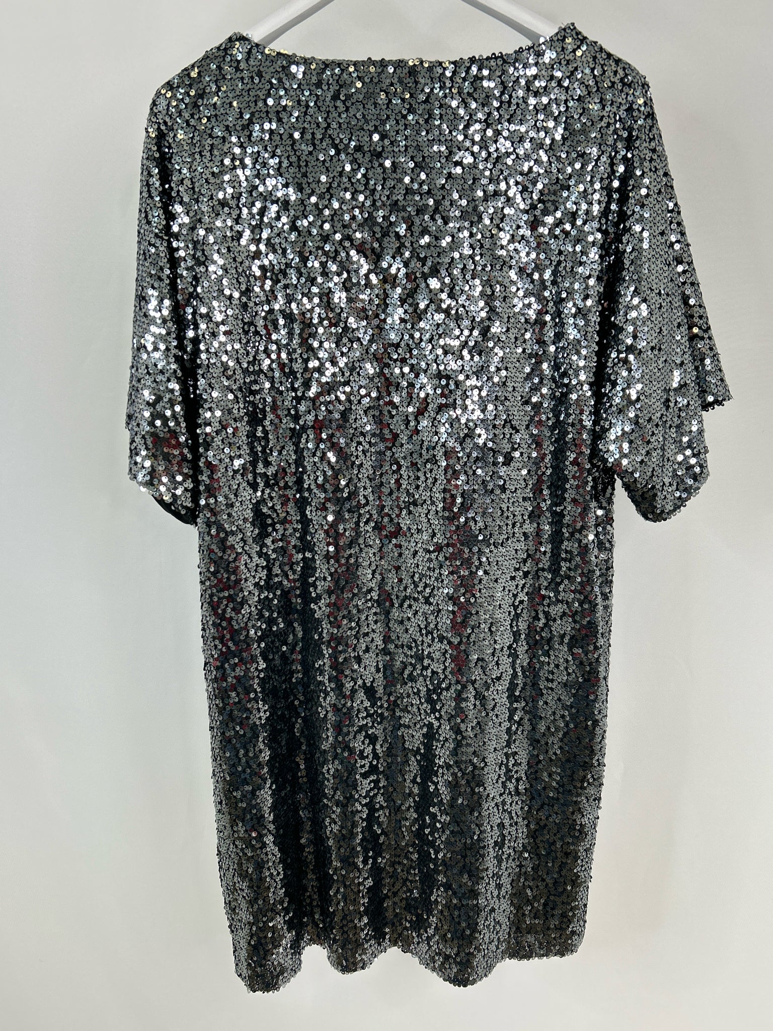 CHICO'S Size 12 Black and Silver Women Dress