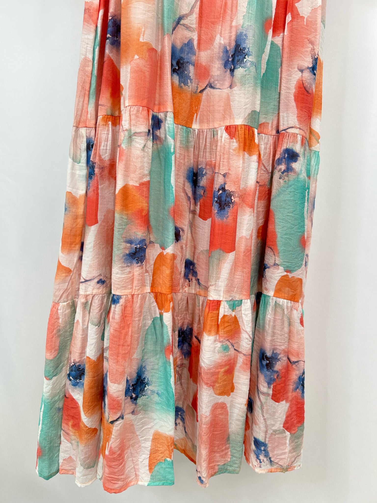 TCEC Size M Peach Print Women Dress