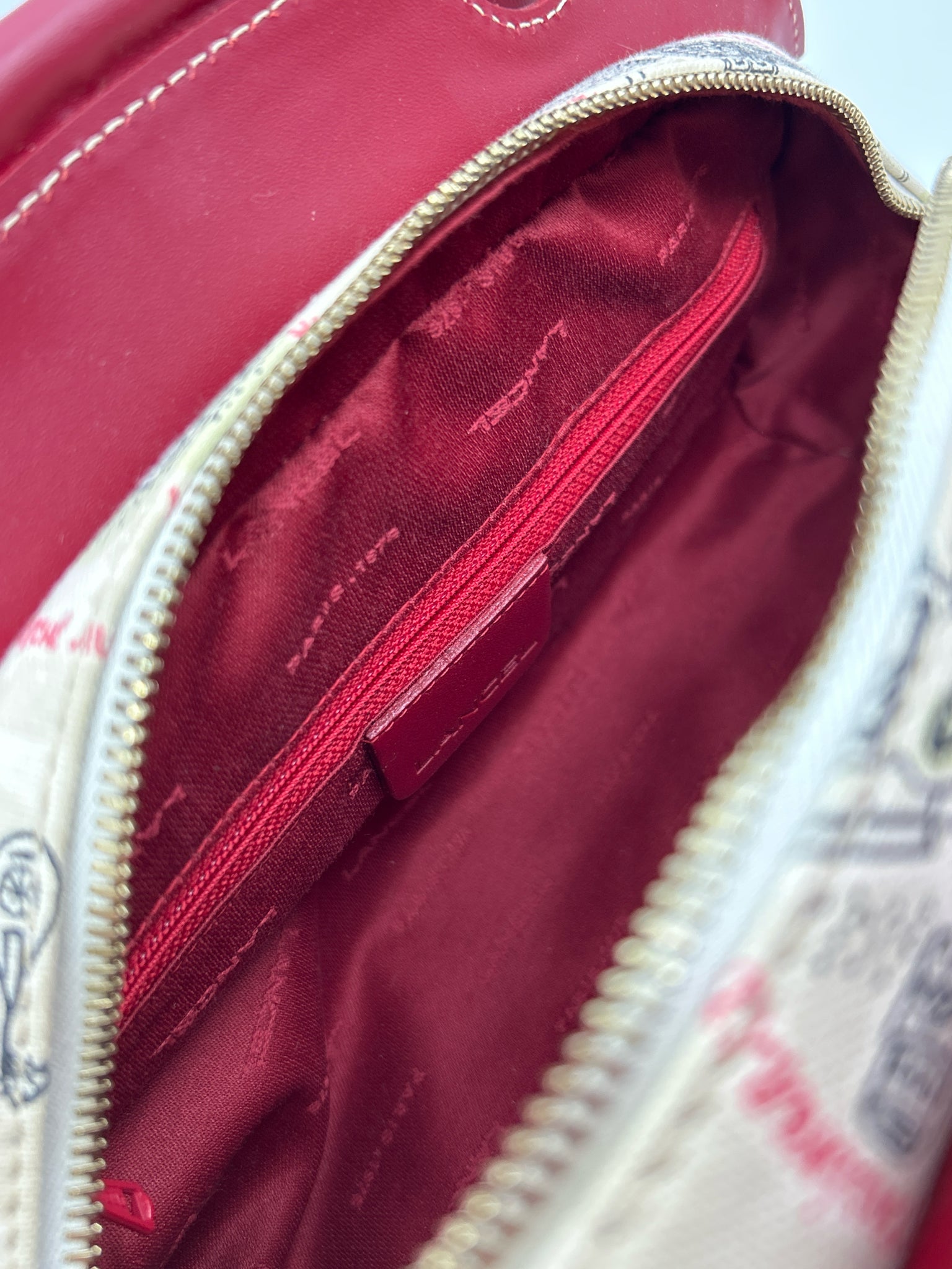 LANCEL beige and red Women Purse