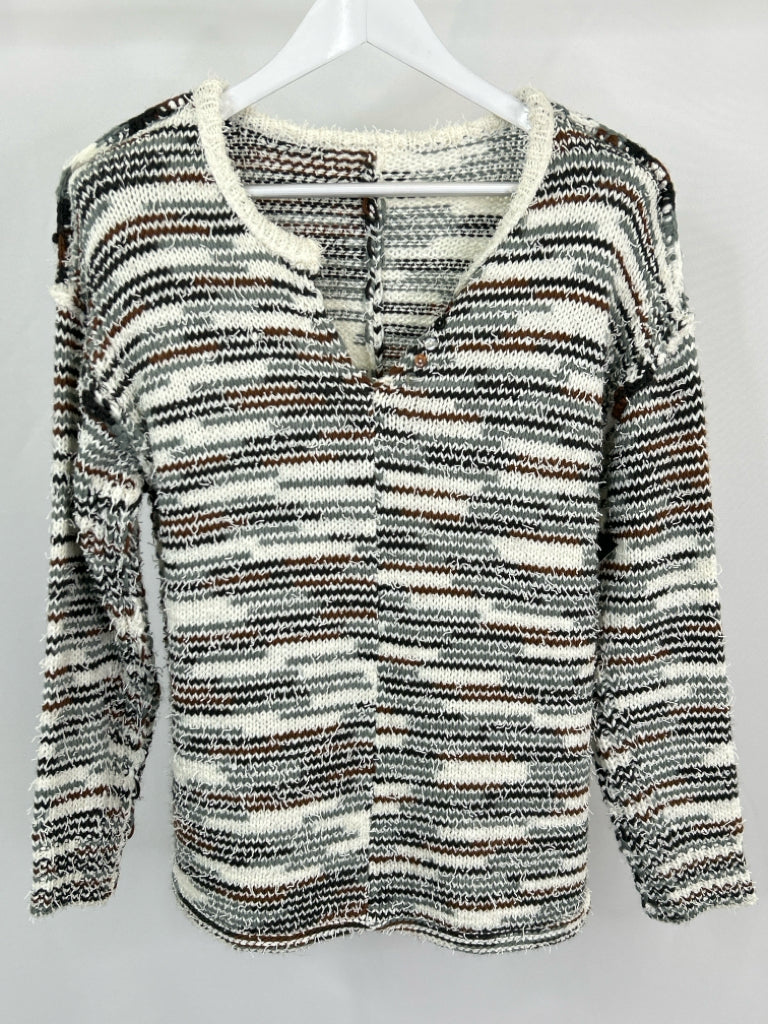 ETHYL Women Size M White Striped Sweater NWOT