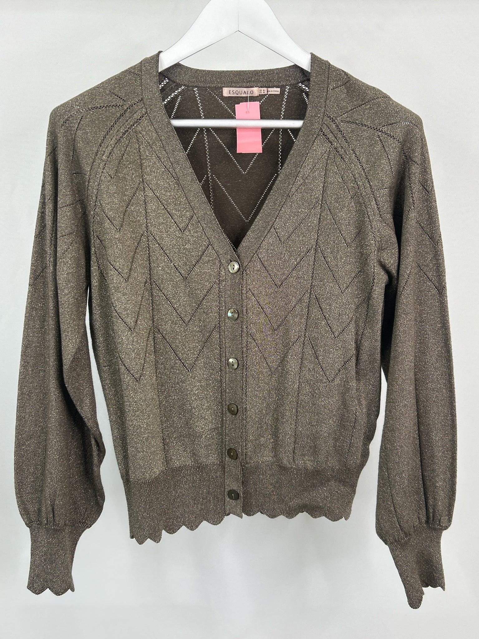 ESQUALO Size M BRONZE METALLIC Women Cardigan