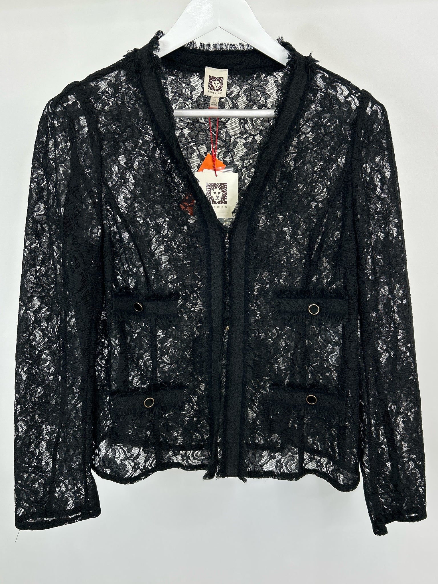 ANNE KLEIN Size 14 Black Lace Women Jacket NWT