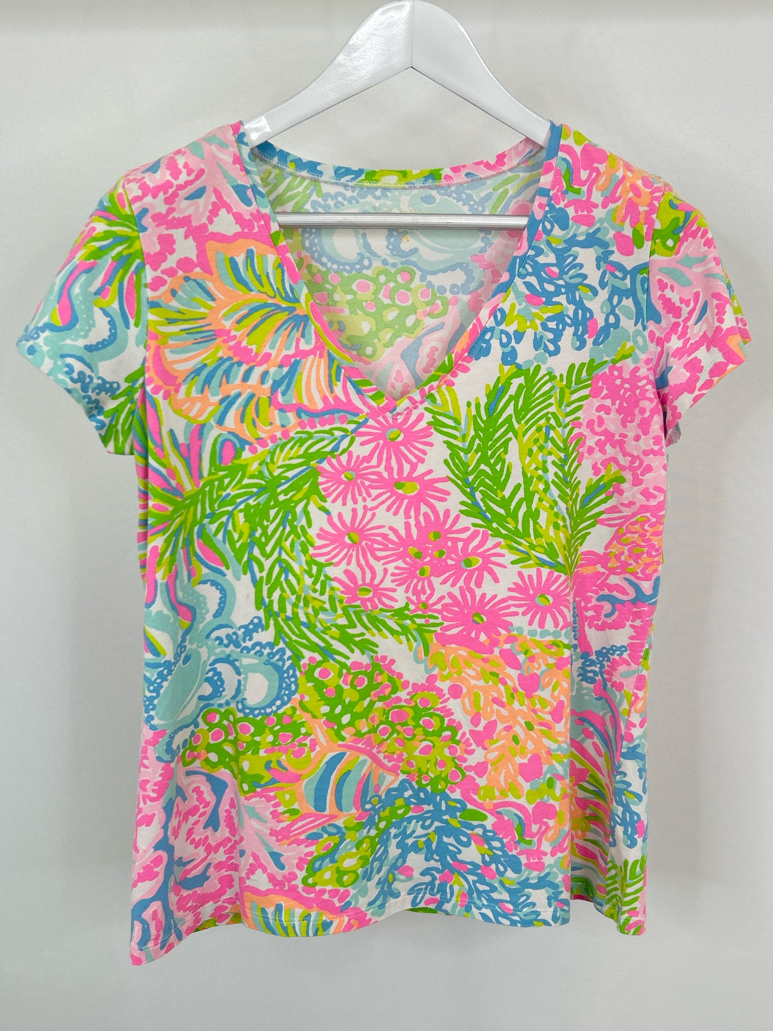 LILLY PULITZER Size L PINK & GREEN Women T-shirt
