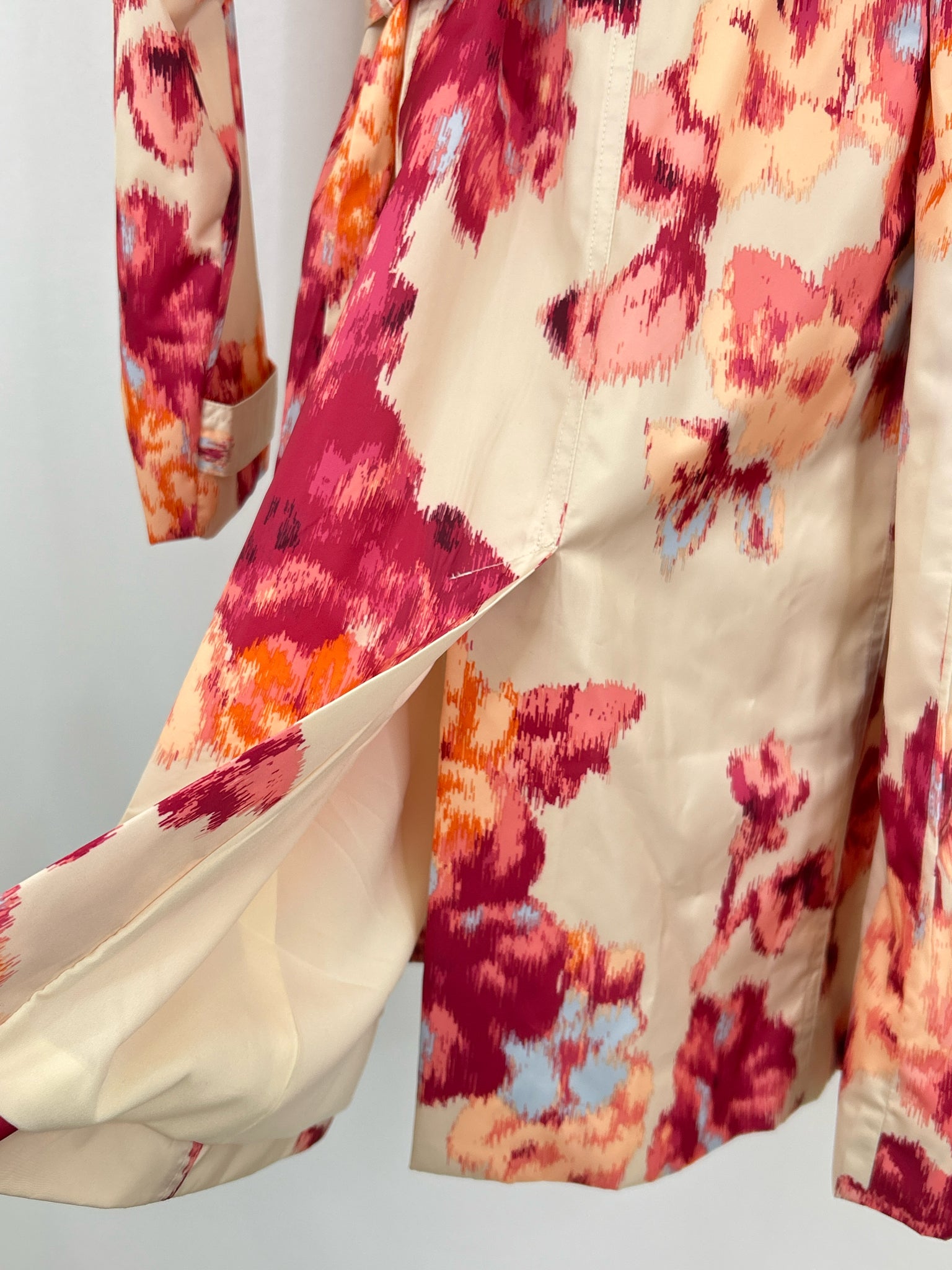 CHICO'S Size 16/18 Beige Print Women Trench Coat