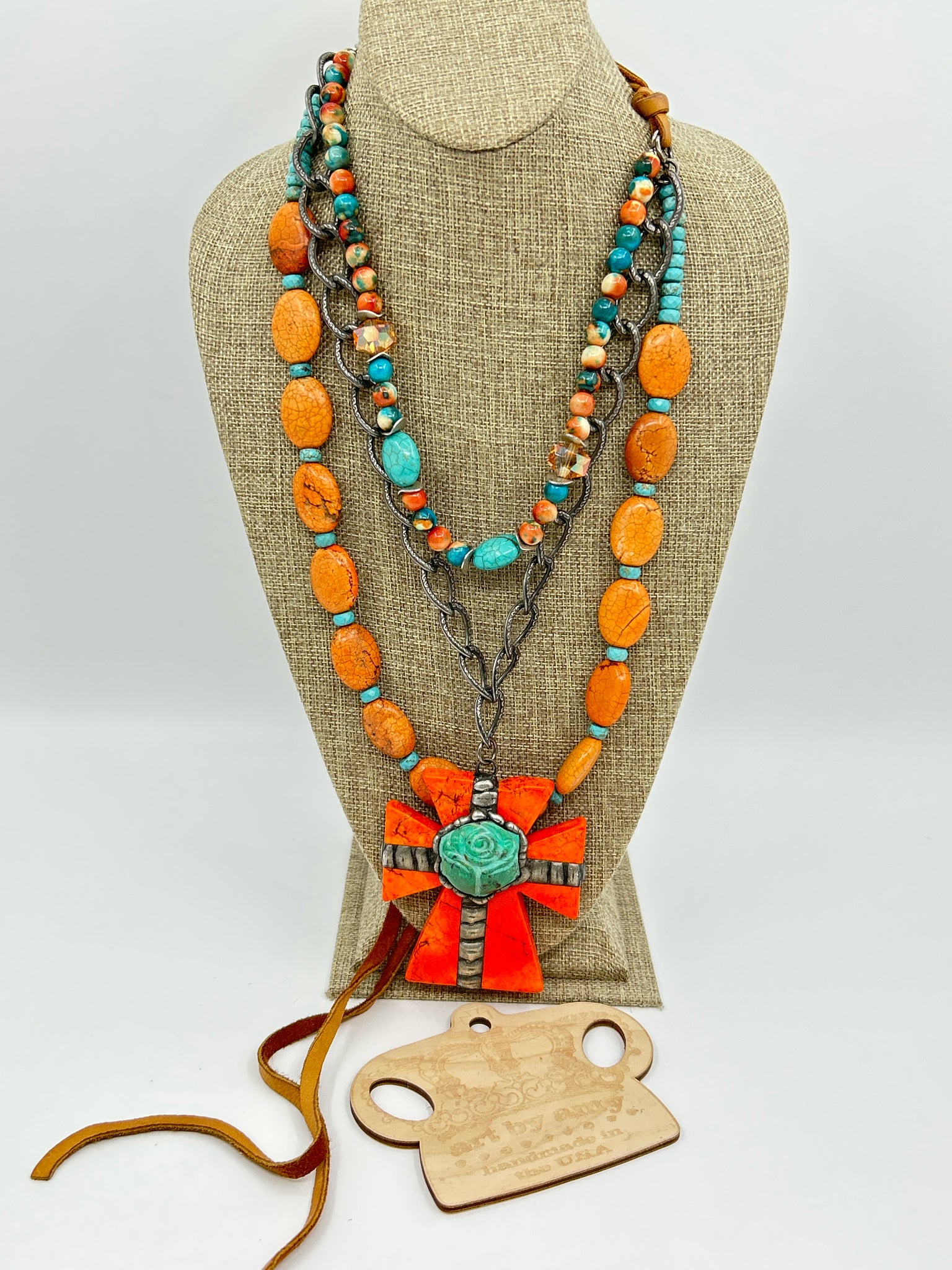 ART BY AMY NWT Orange & Turquoise Necklace