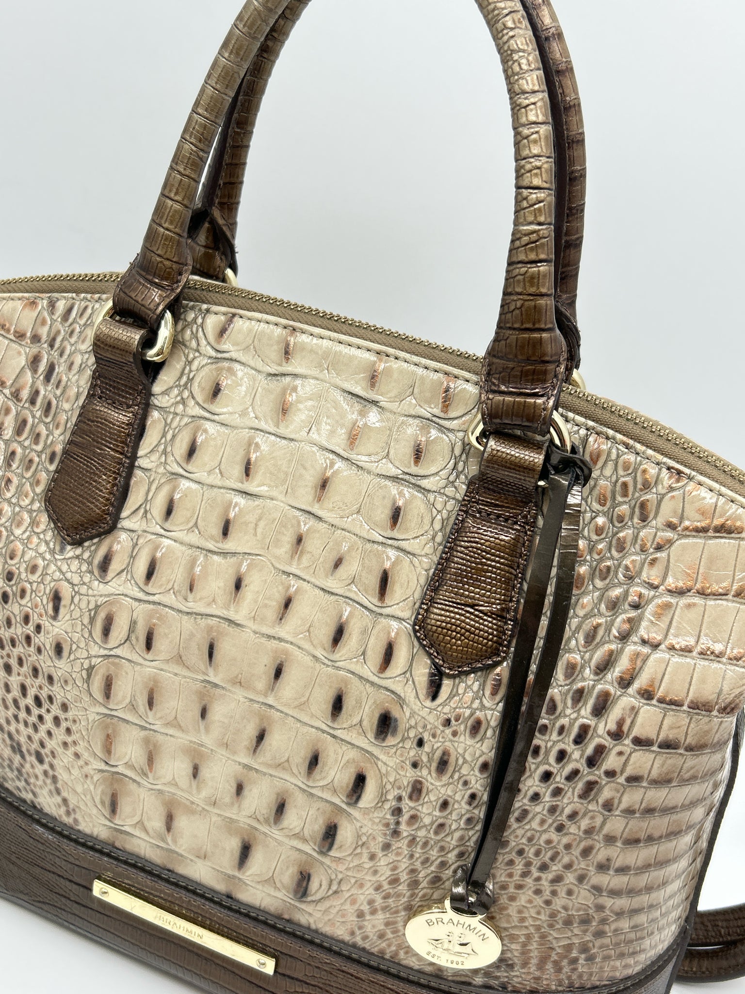 BRAHMIN Beige and Bronze Women Purse