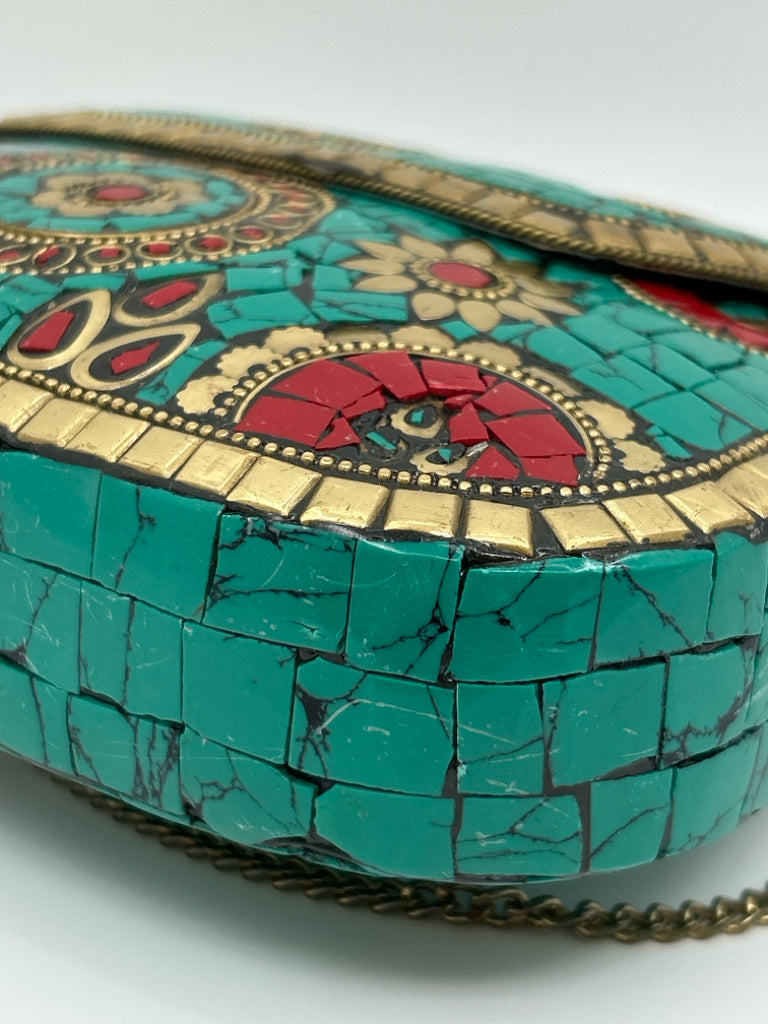 ANTIK KRAFT Teal and Red Women's Purse