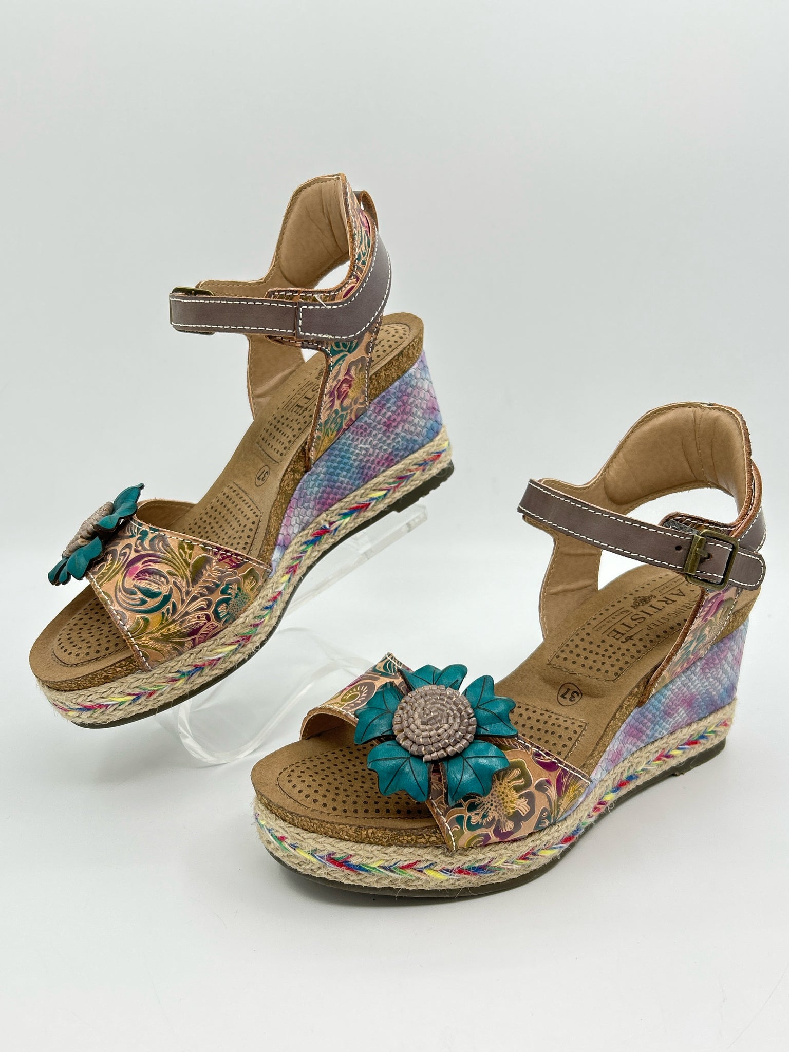 L'ARTISTE EU Size 37 Blue Print Women Sandal