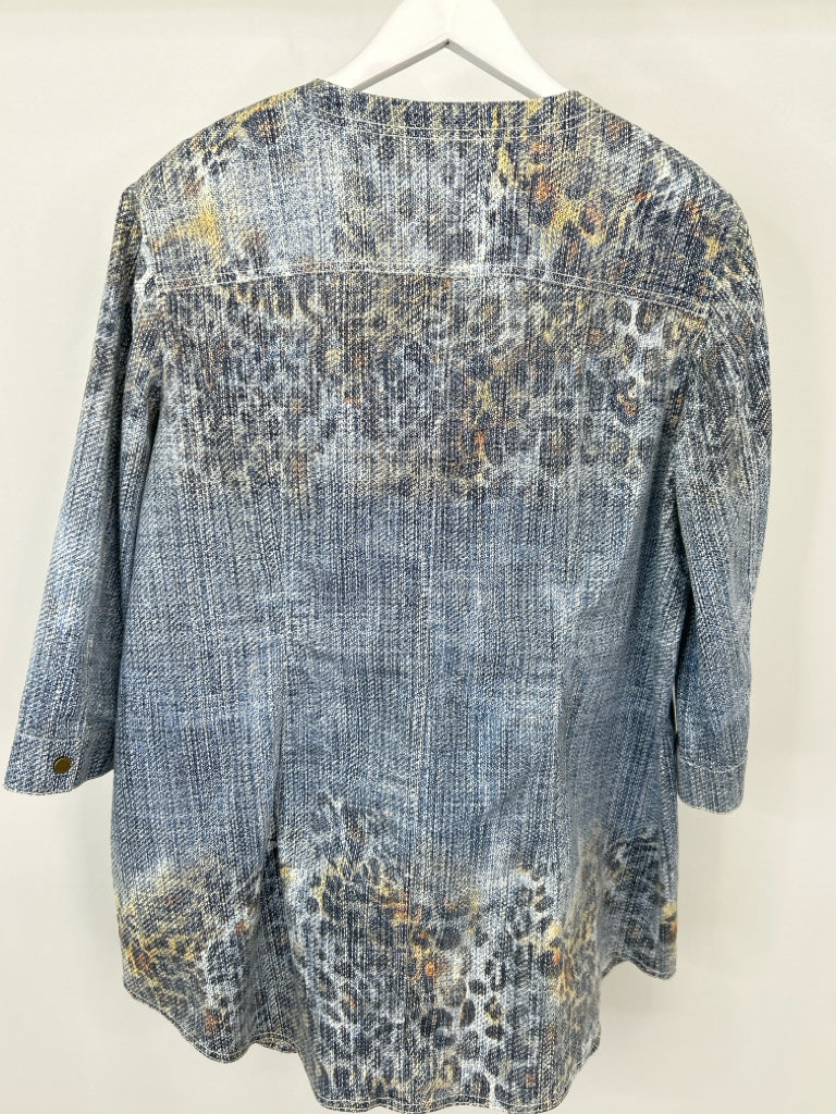 CHICO'S Women Size 16 Blue Print Jacket