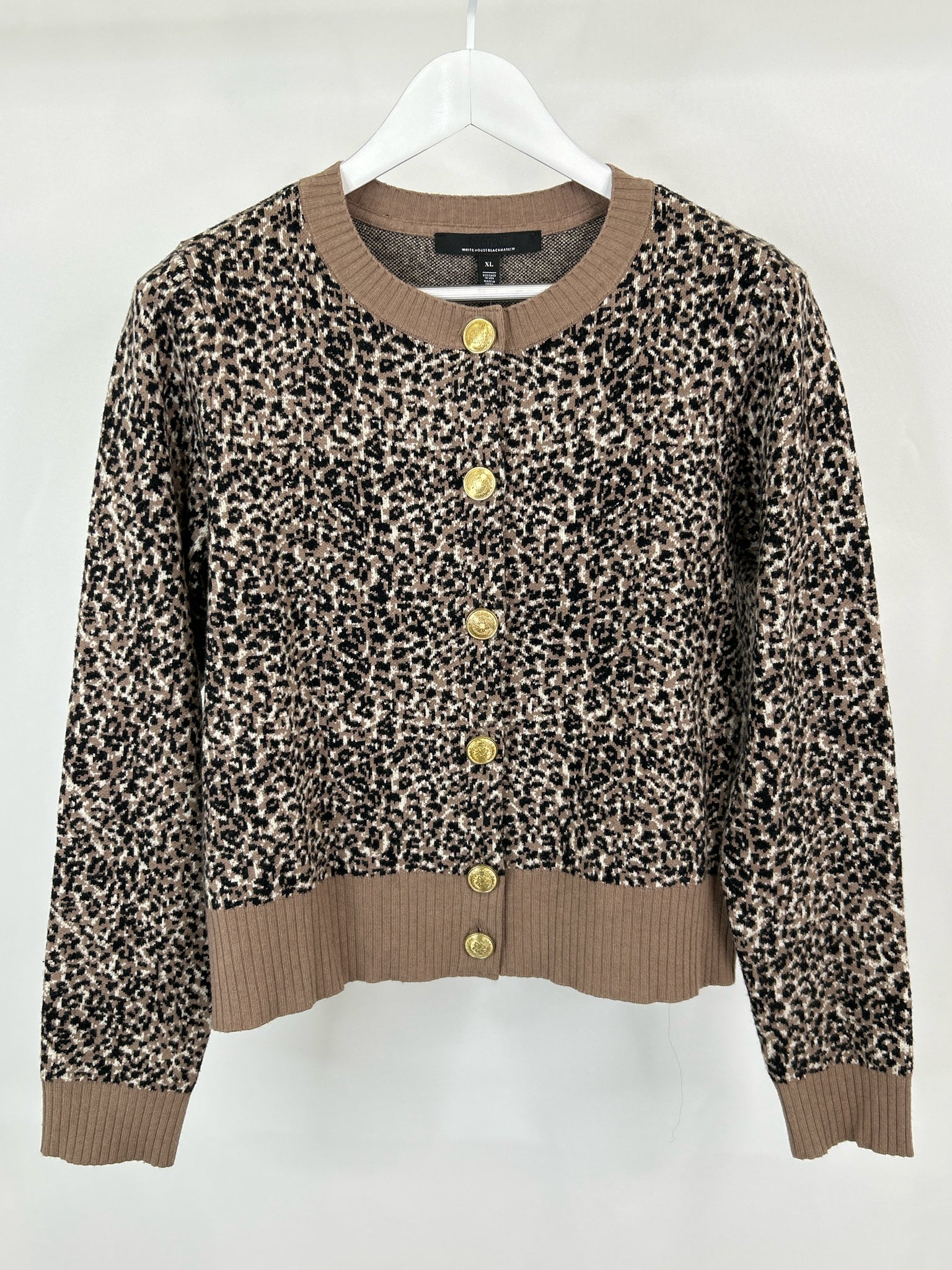 White House Black Market Size XL Brown Animal Print Women Cardigan