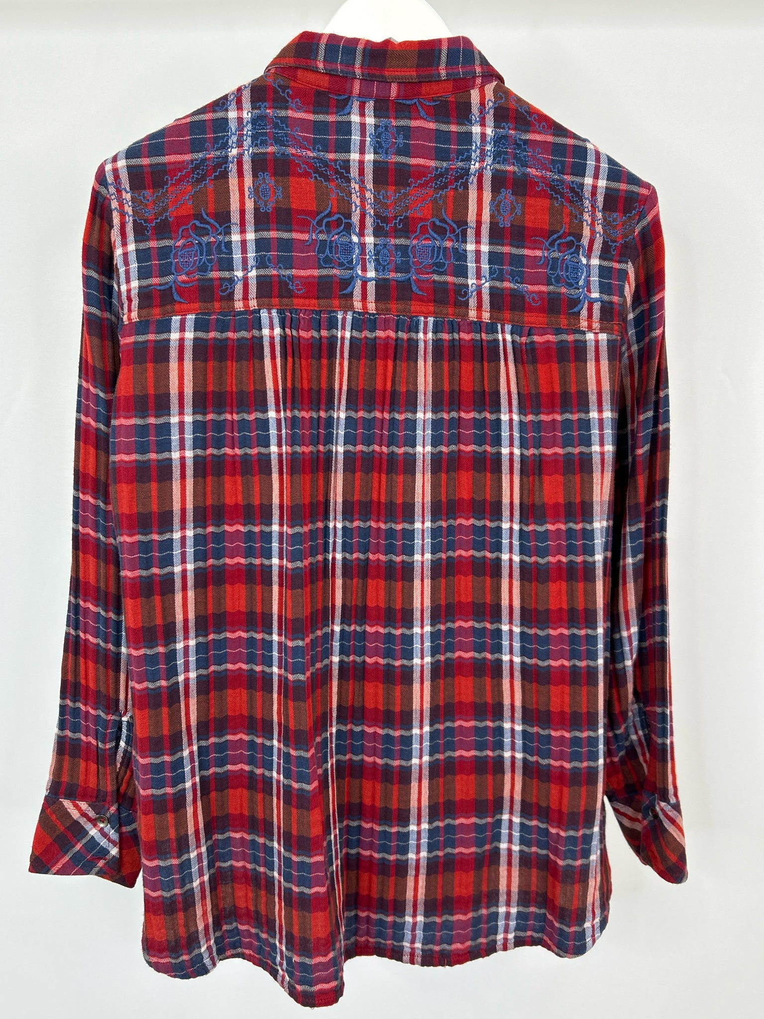 FREE PEOPLE Size M Red Plaid Women Shirt