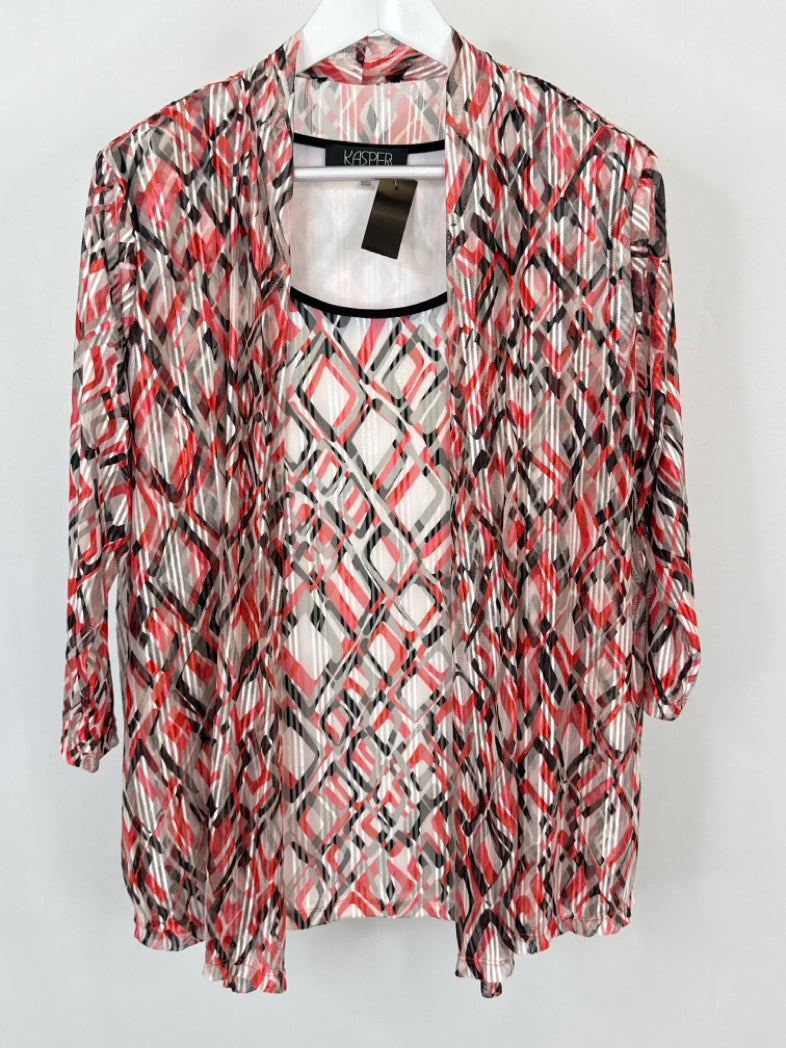 KASPER Size 1X red and white Women 2-piece Set