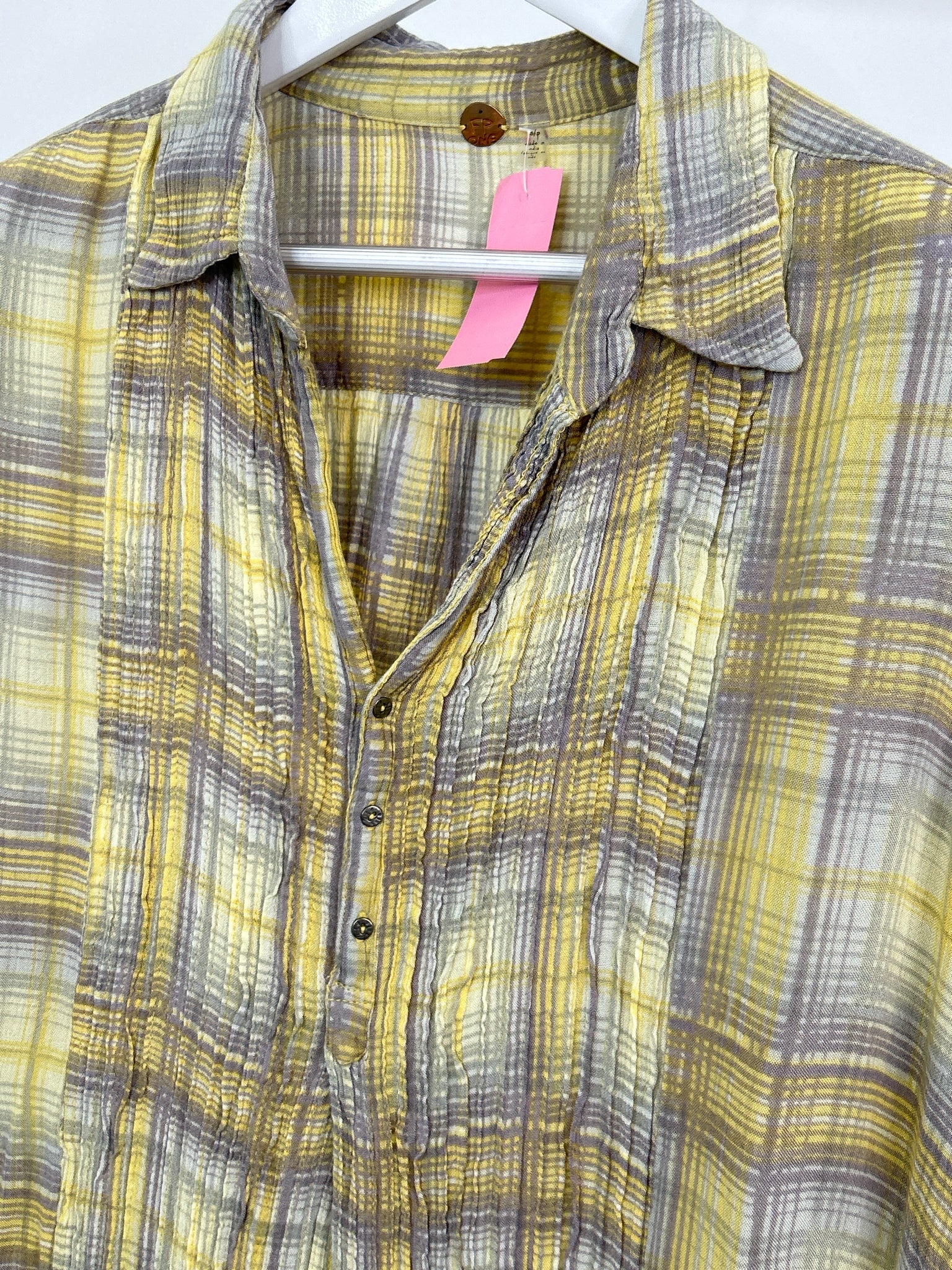 FP ONE Size S Yellow Plaid Women Tunic