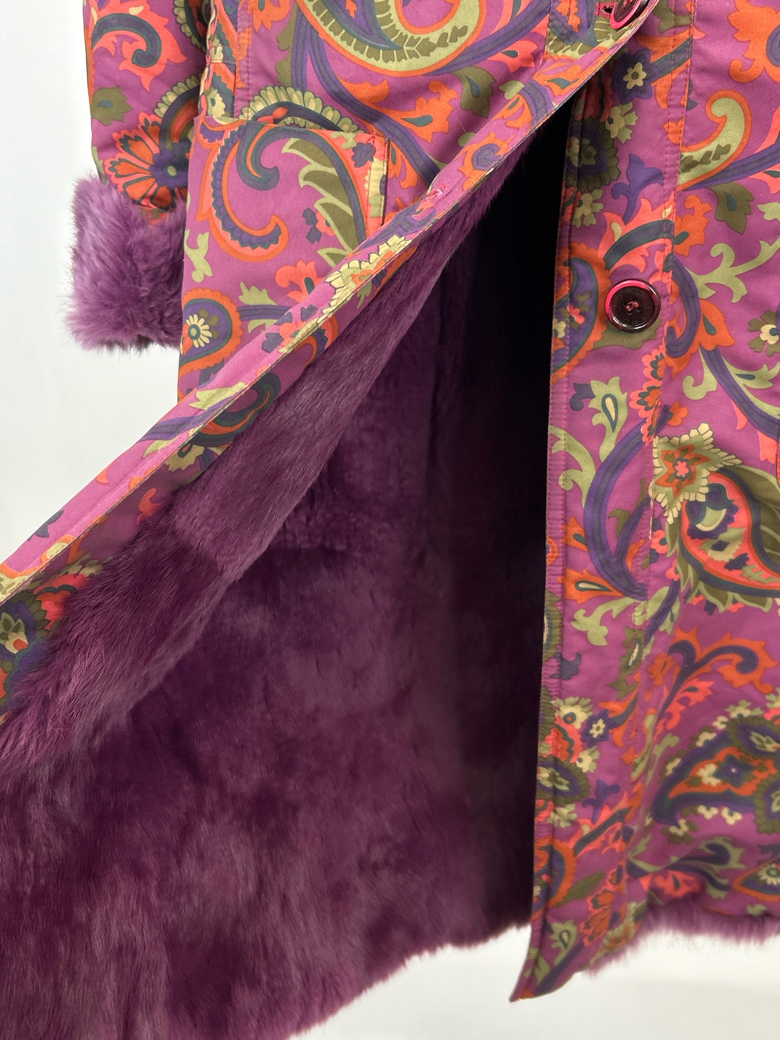 ETRO Size L PURPLE PAISLEY Women Coat