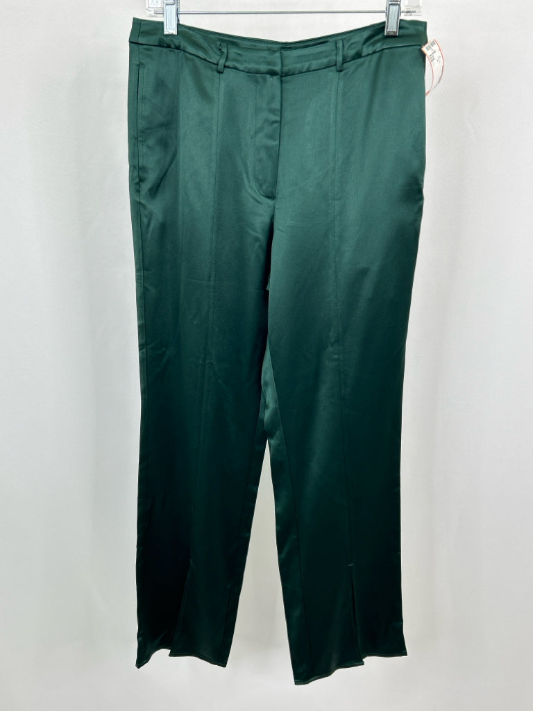 LATTELIER Women Size L Emerald Satin Pants NWT