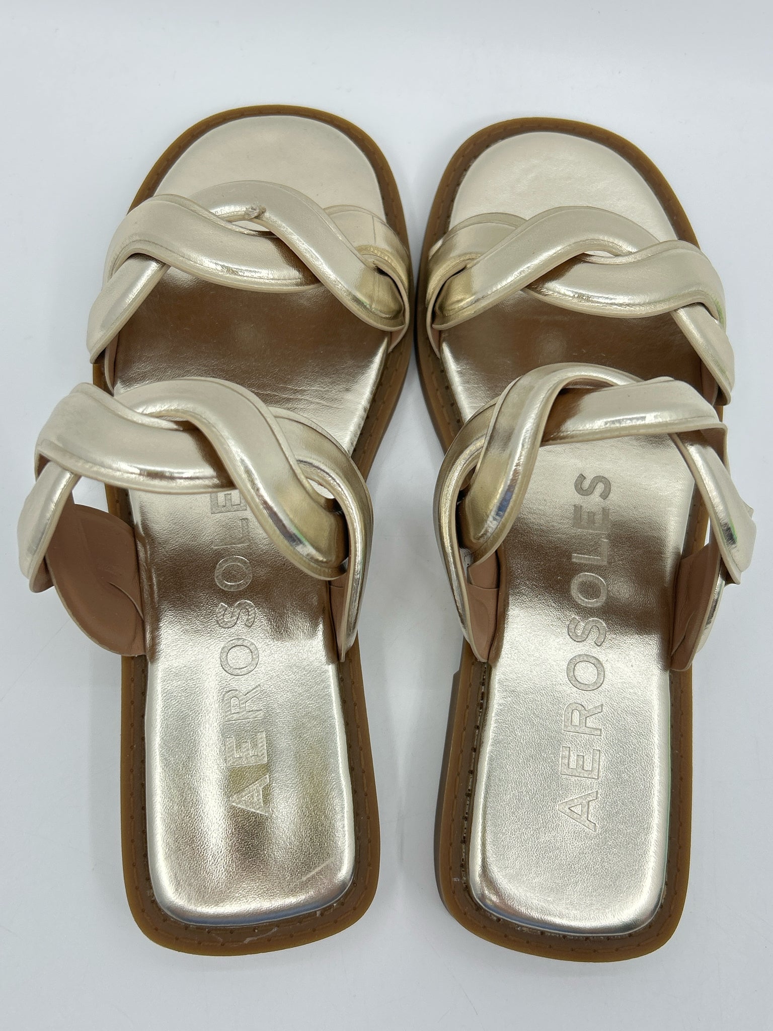 AEROSOLES Size 7.5 Gold Women Sandal