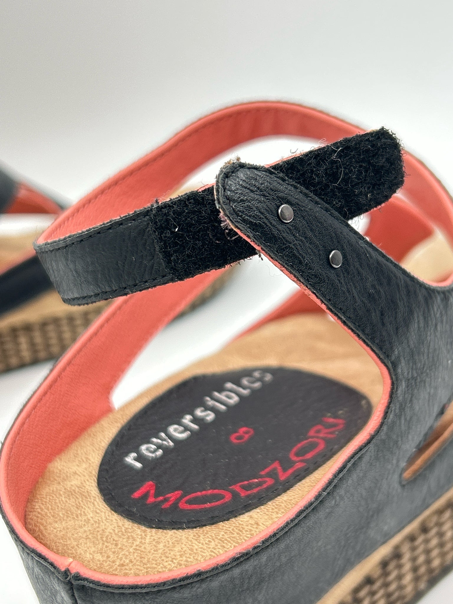 Modzori Size 8 CORAL AND BLACK Women Sandal