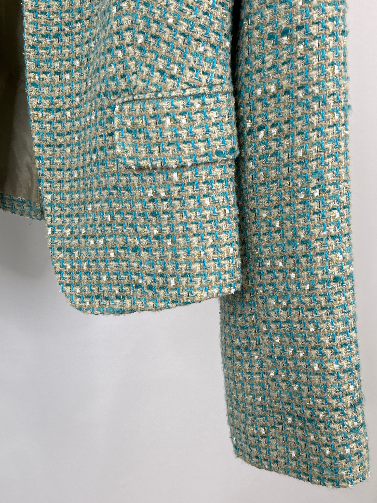 CALVIN KLEIN Size 12 AQUA & CREAM Women Jacket