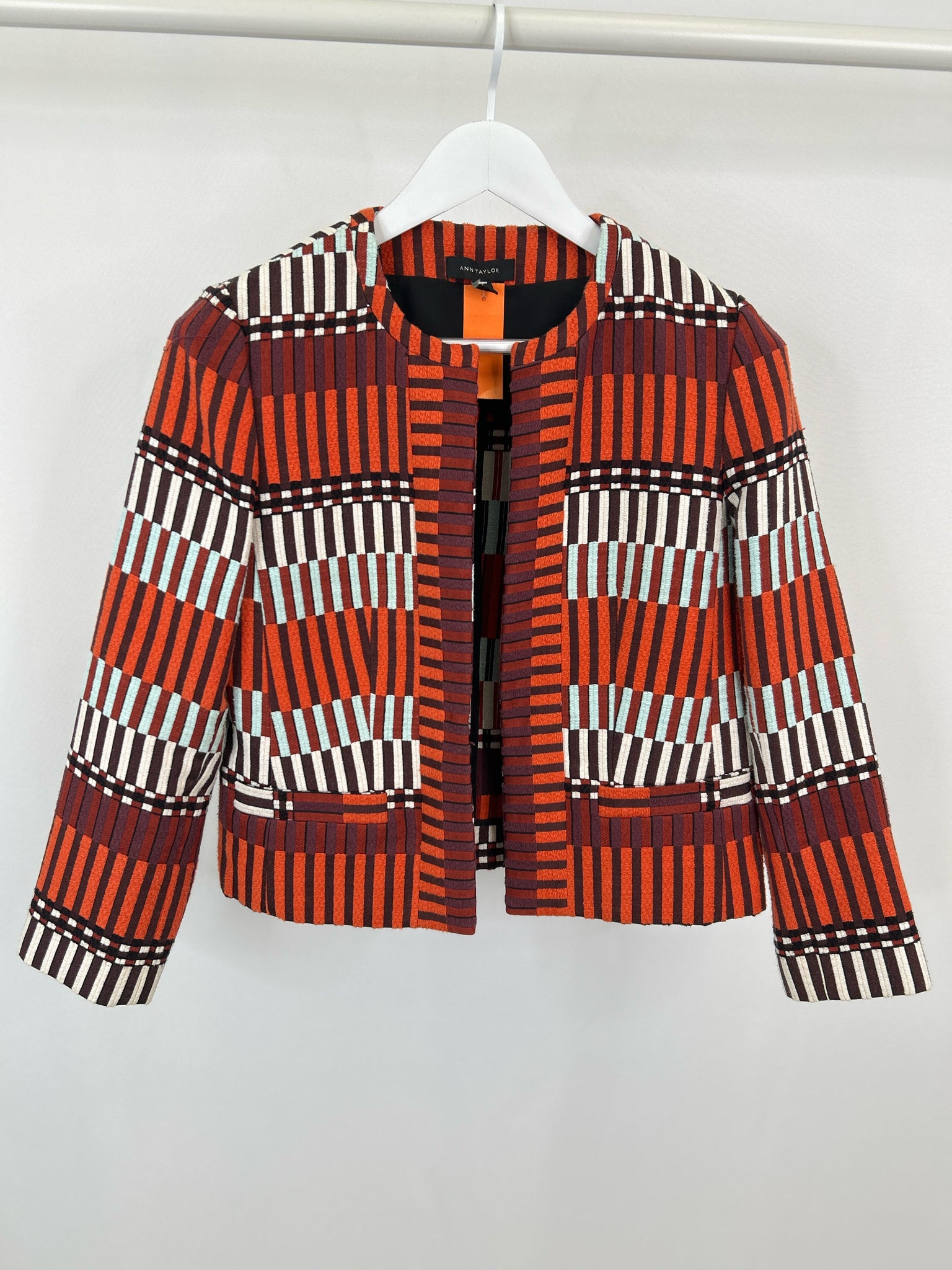 ANN TAYLOR Size 4 Orange Print Women Jacket