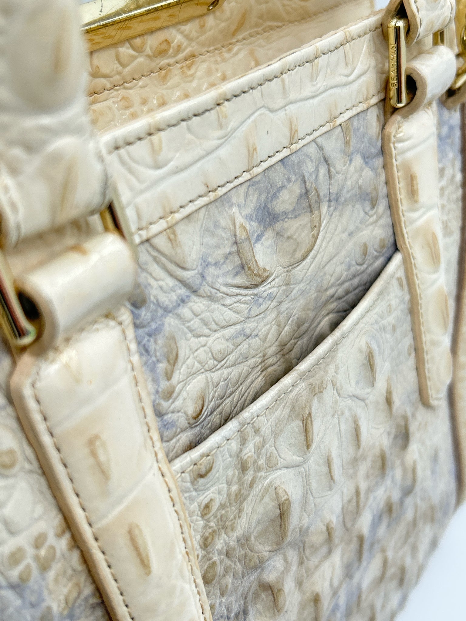 BRAHMIN Cream and Blue Women Purse