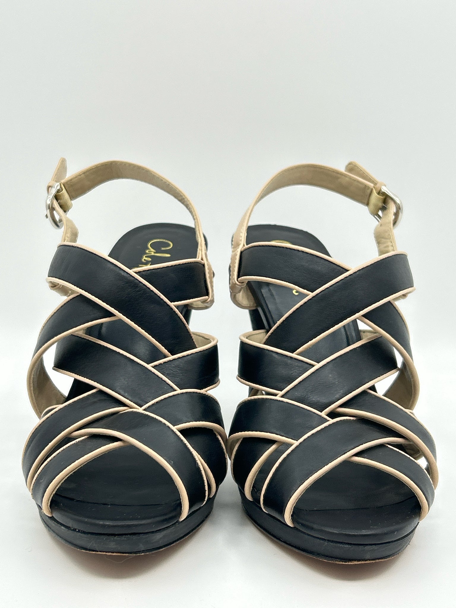 COLE HAAN Size 10.5B black and cream Women Sandal