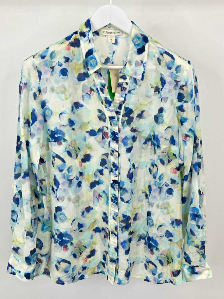 COLDWATER CREEK Size 16 Blue floral Shirt