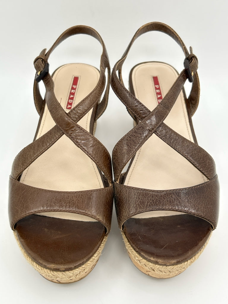 PRADA Size 39 Brown Women's Sandal