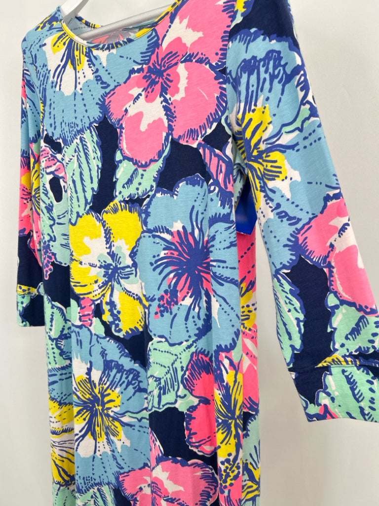 LILLY PULITZER Size L BLUE AND PINK Women's Dress