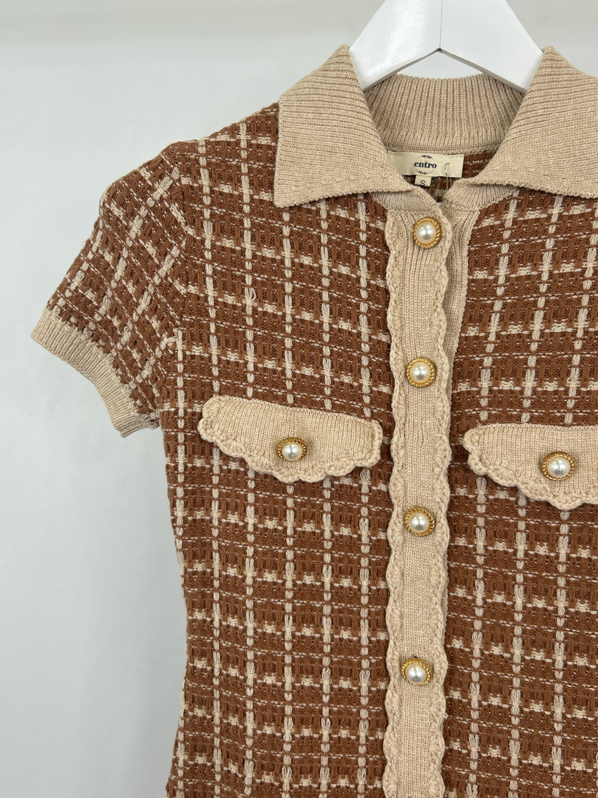 ENTRO Size S BEIGE AND BROWN Women Dress