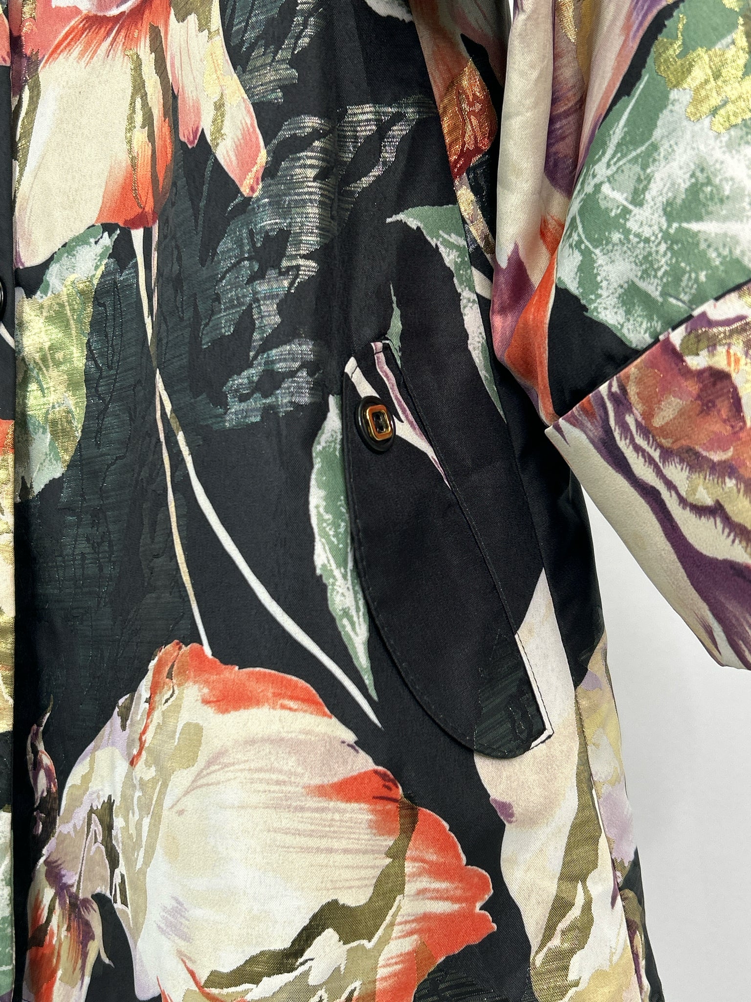 JOSEPH RIBKOFF Size 8 Black Floral Women Jacket