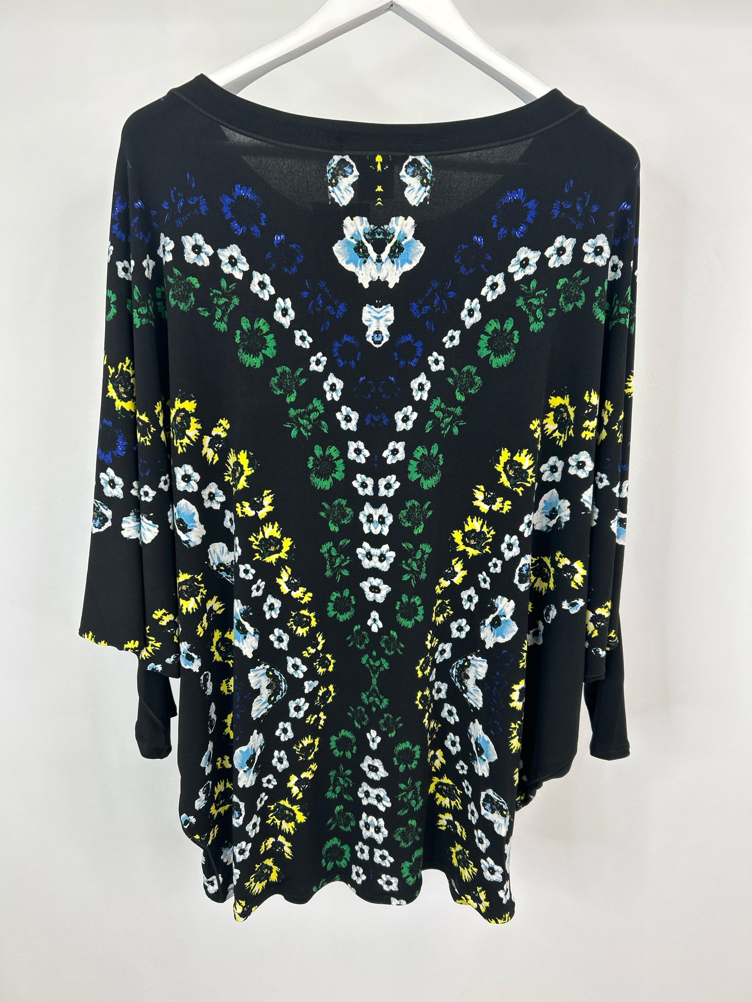 EVA VARRO Size L Black Floral Women Tunic NWT