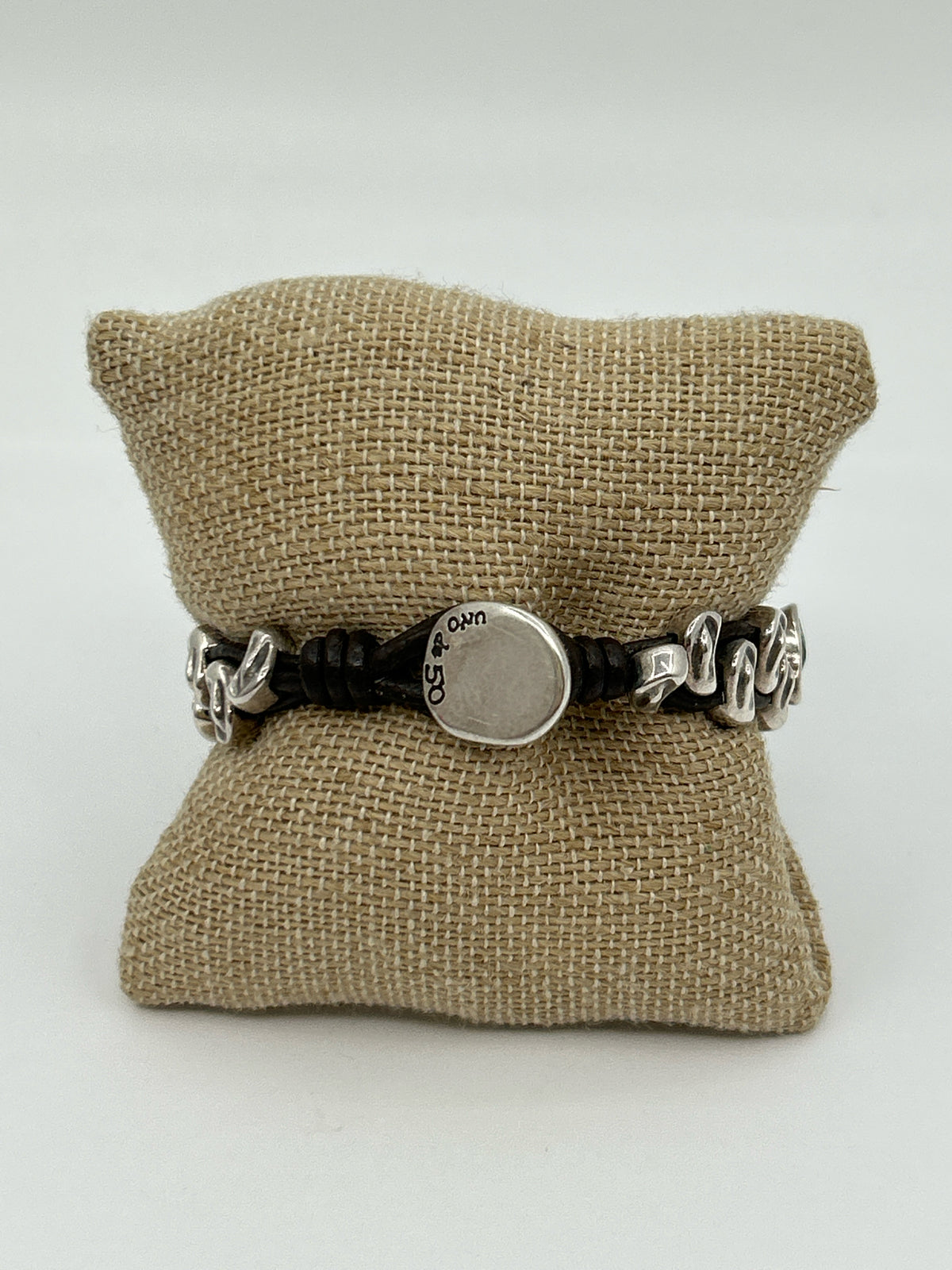 UNO DE 50 Silver & Green Bracelet