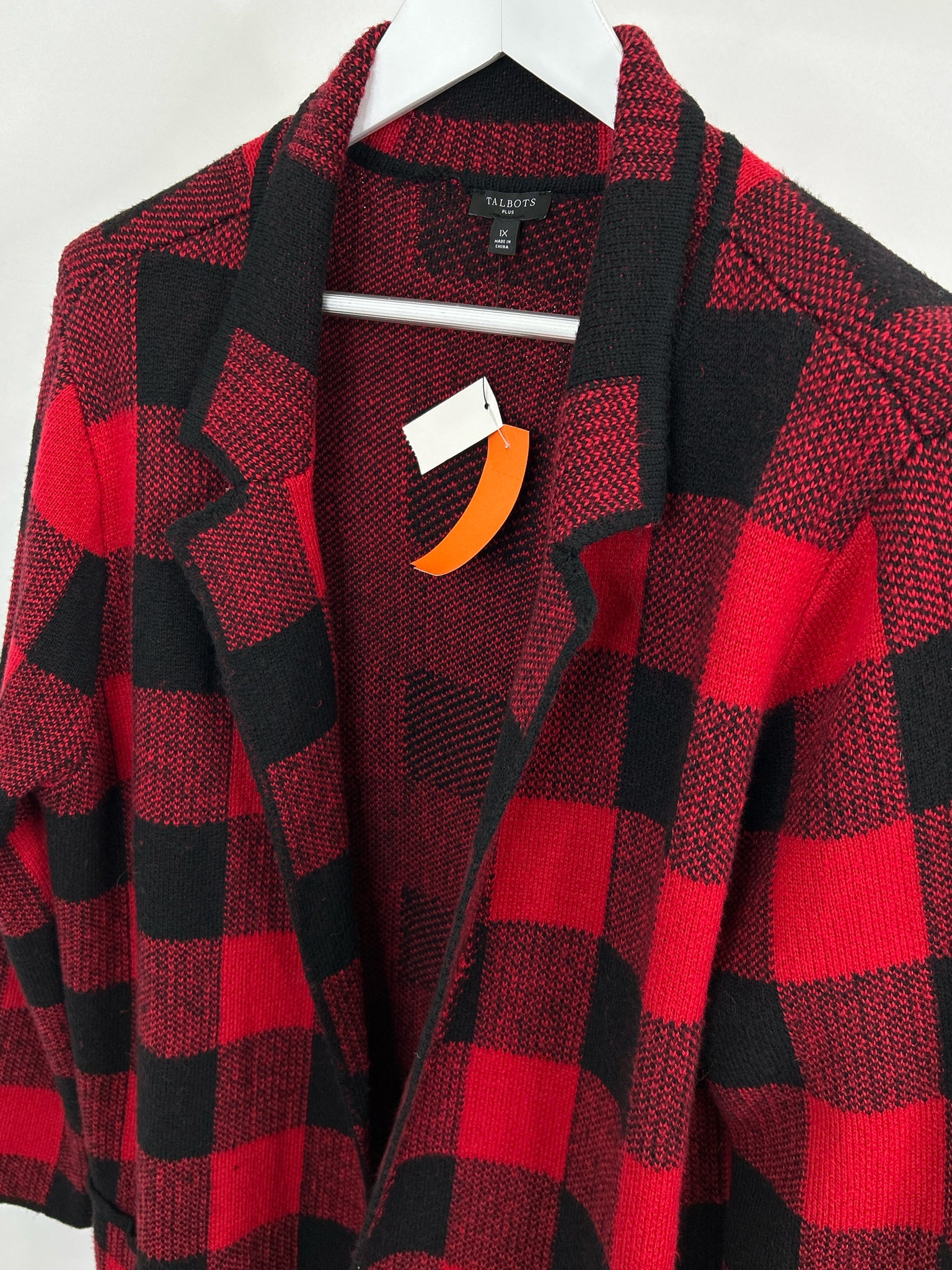 TALBOTS NWT Size 1X Red & Black Women Sweater Jacket