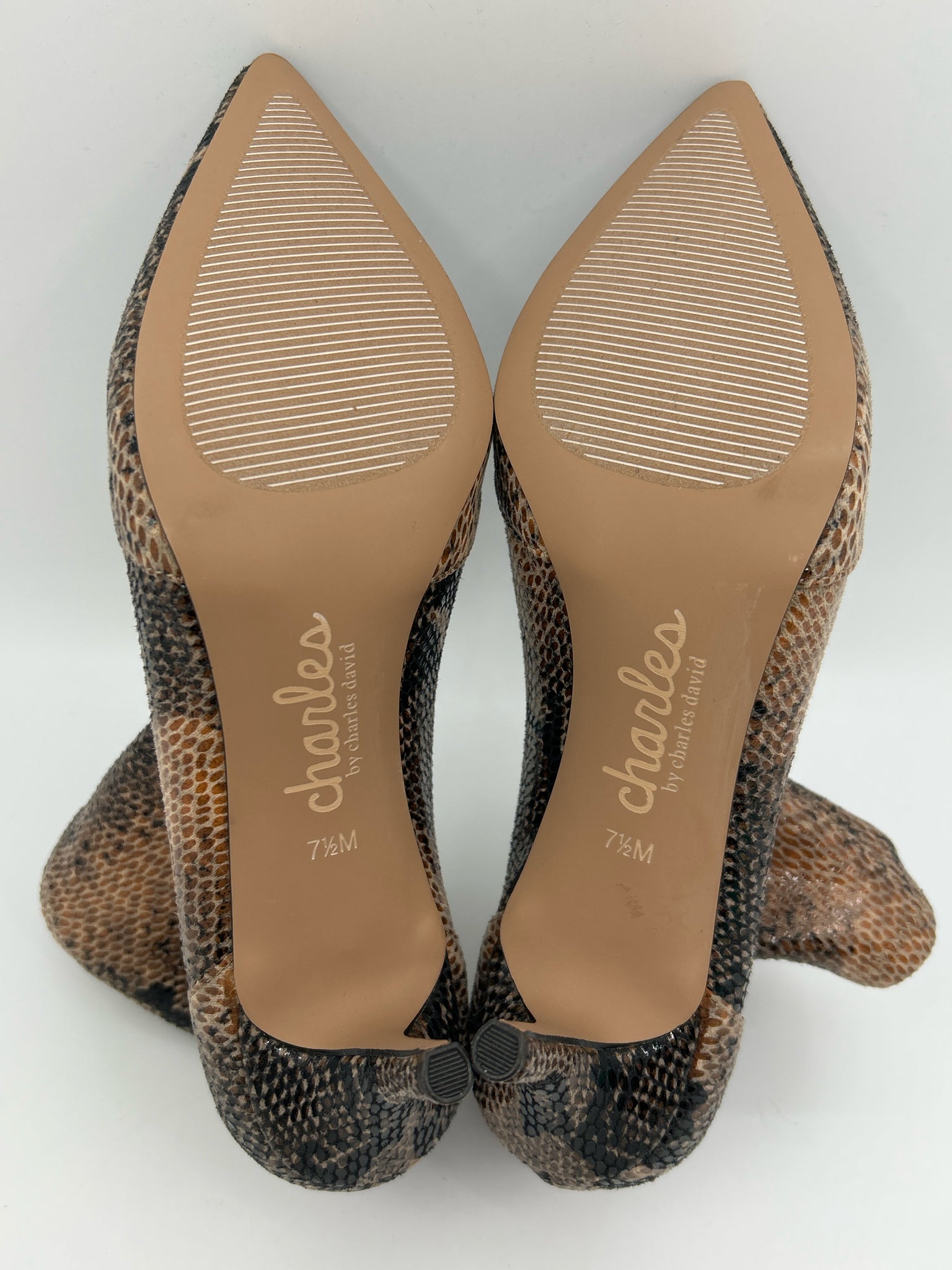 CHARLES DAVID Size 7.5M Brown Print Women Booties