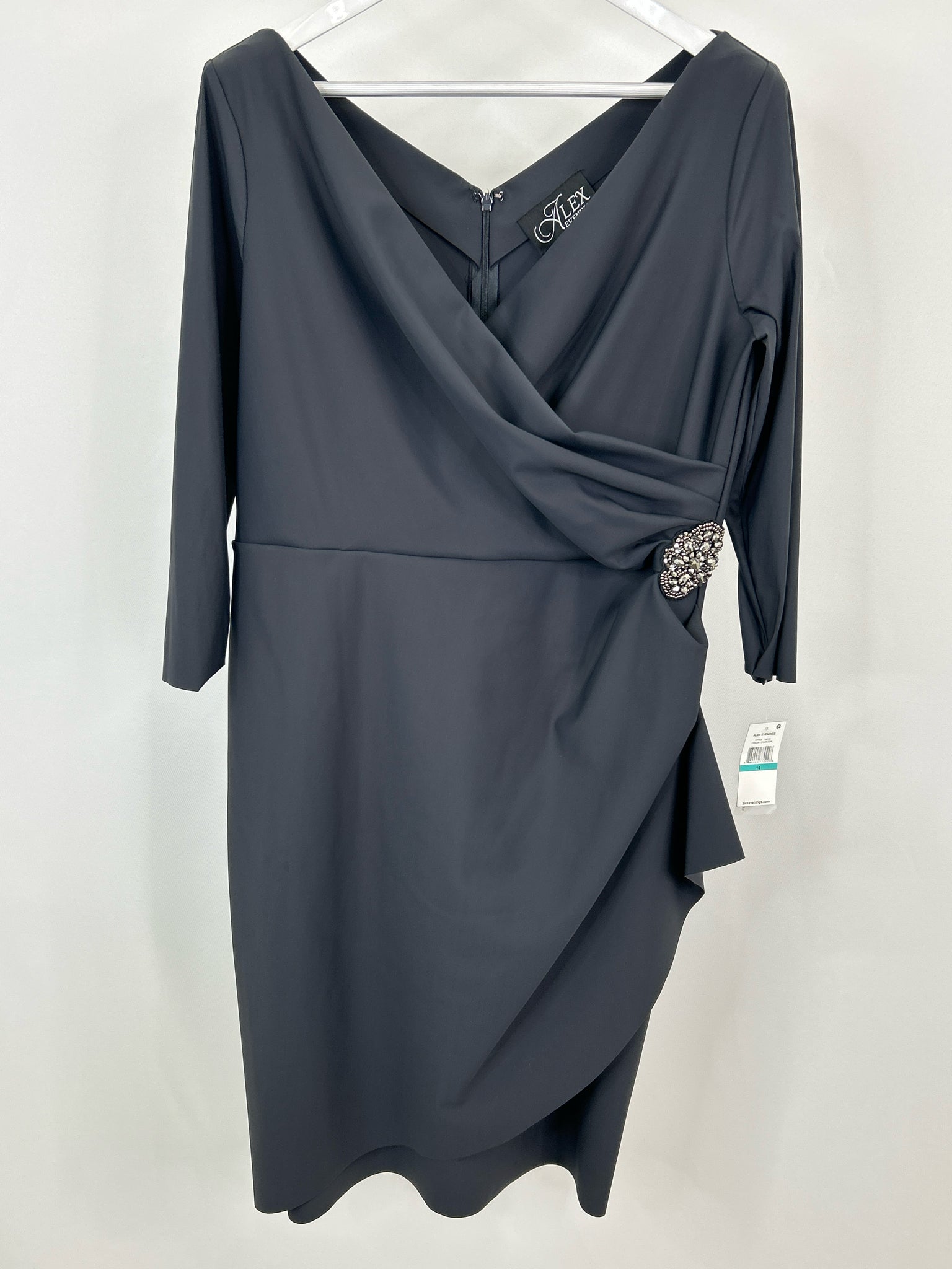 ALEX EVENINGS Size 16 Charcoal Women Dress