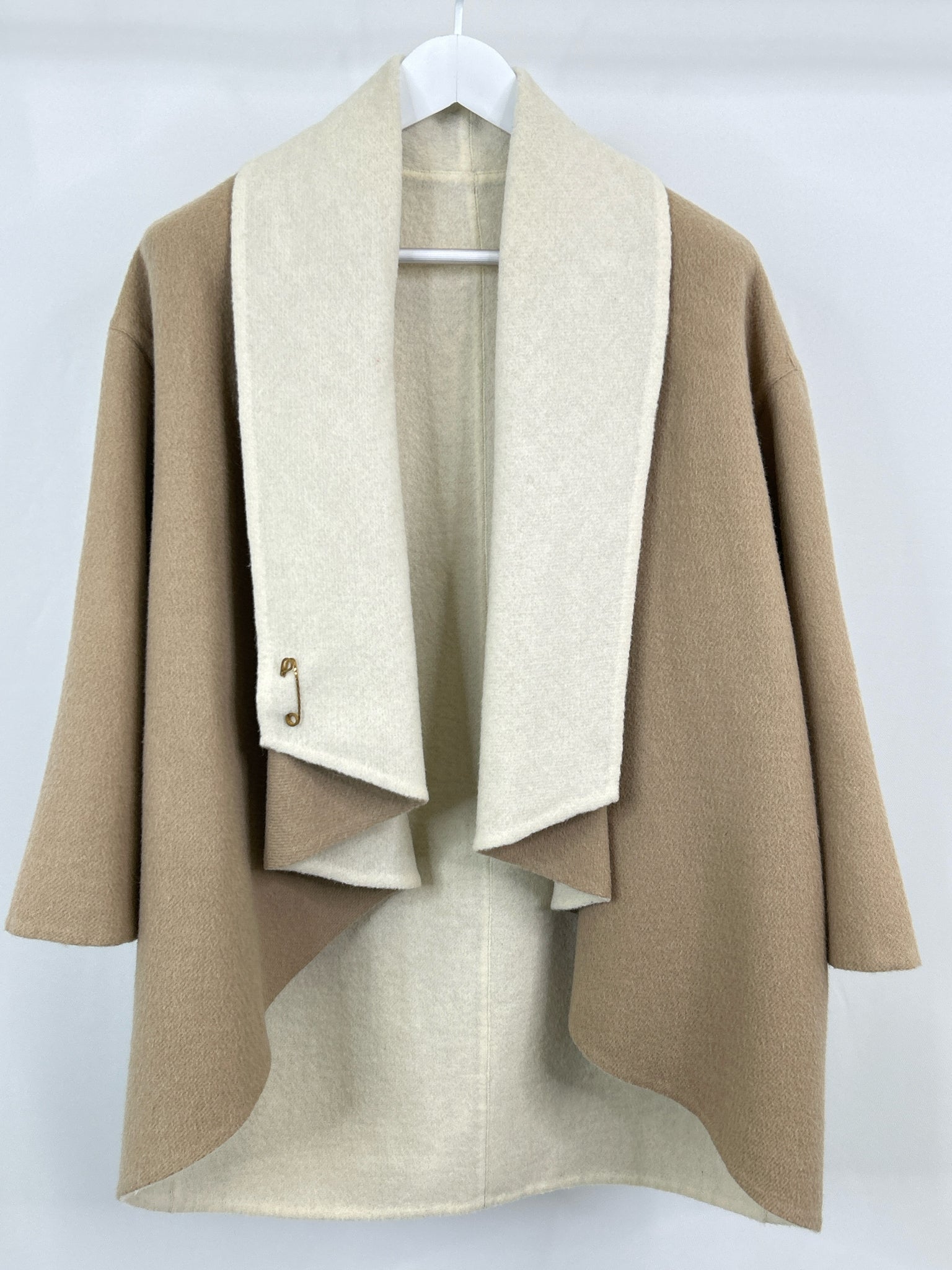 EILEEN FISHER Size M/L Ivory & Beige Women Cardigan