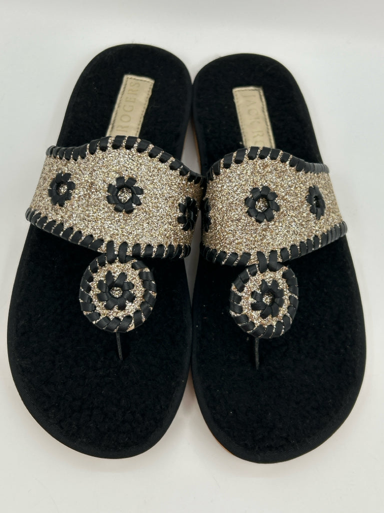 JACK ROGERS Size 9M BLACK AND GOLD Women's Shoes