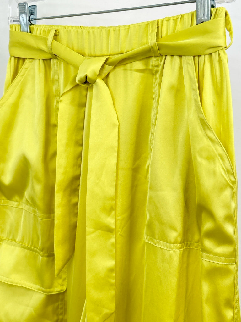 HUTCH Women Size S Chartreuse Satin Utility Pants NWT