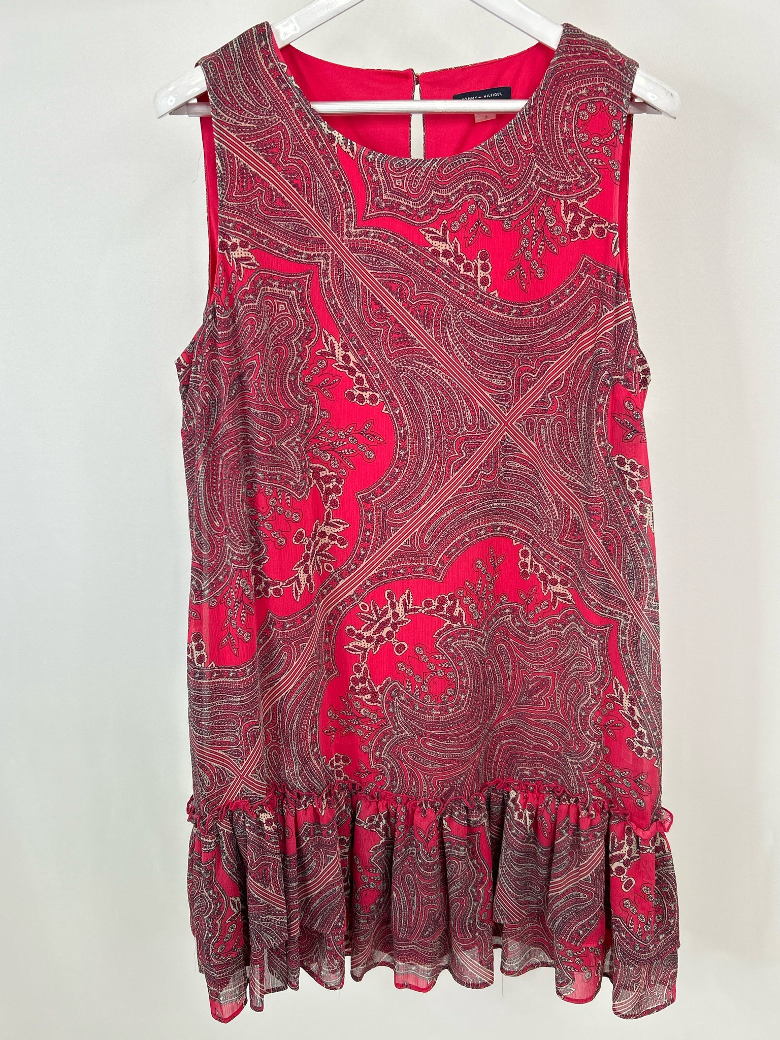 TOMMY HILFIGER Size 16 Pink and Black Women's Dress