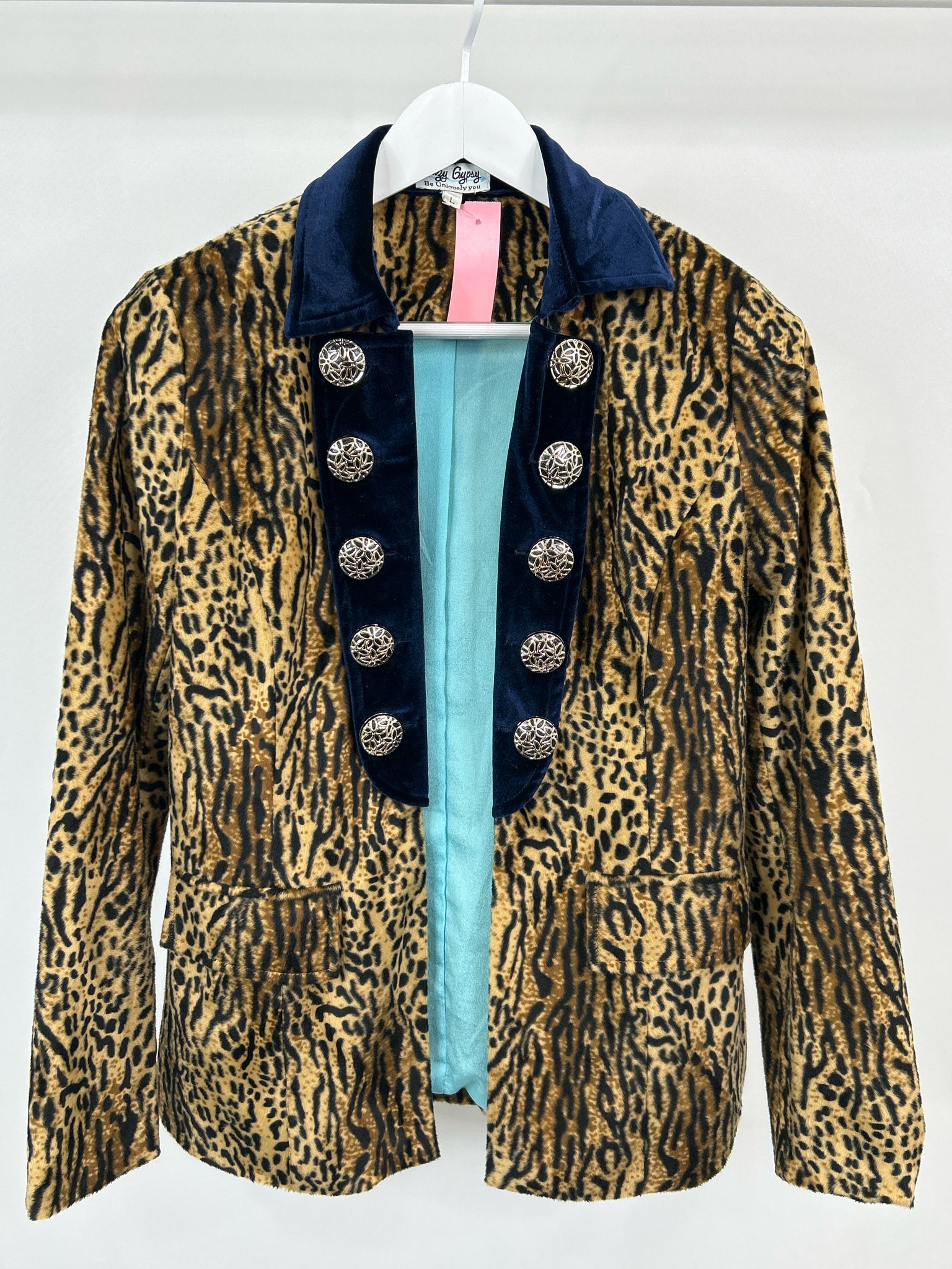 Ritzy Gypsy Size L Brown Print Women Blazer