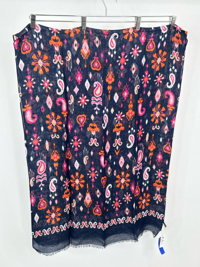 TALBOTS Women Size One Size Navy Print Scarf NWT