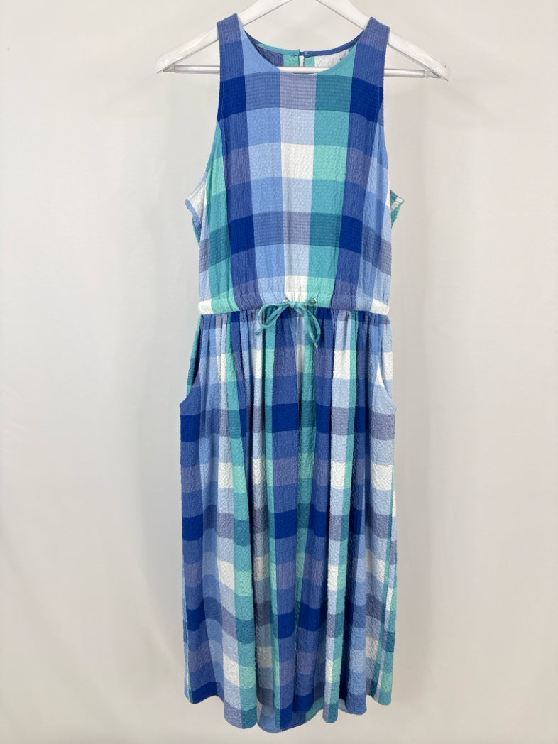 LOFT Size M Blue Plaid Women Dress