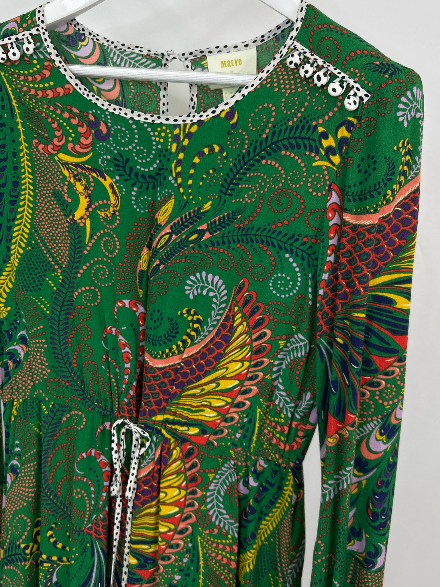 MAEVE Size 7 Green Print Women Dress