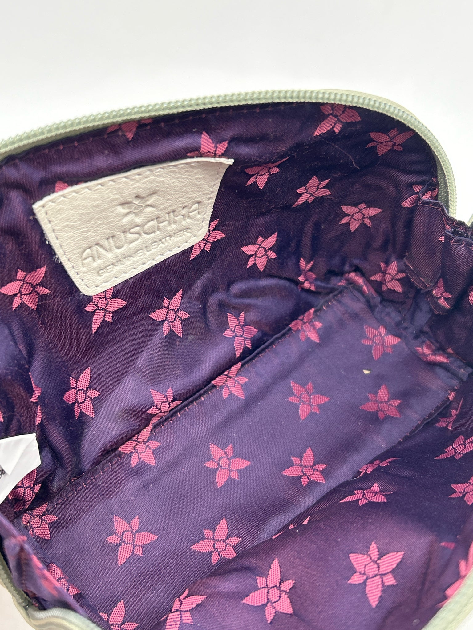 ANUSCHKA Gray Floral Cosmetic Case NWT