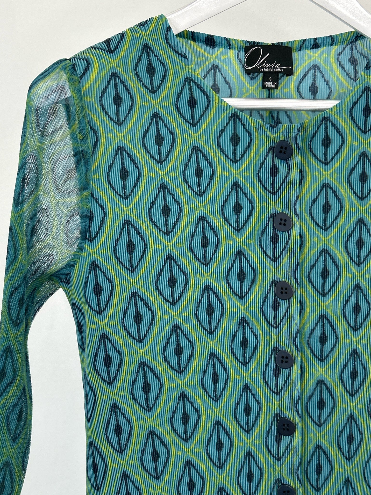 OLIVIA BY HABITAT CLOTHES Size S Teal Print Women Dress