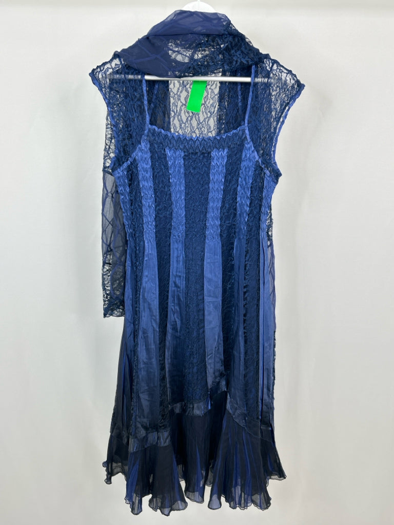 KOMAROV Size L Blue 2-Piece w/dress