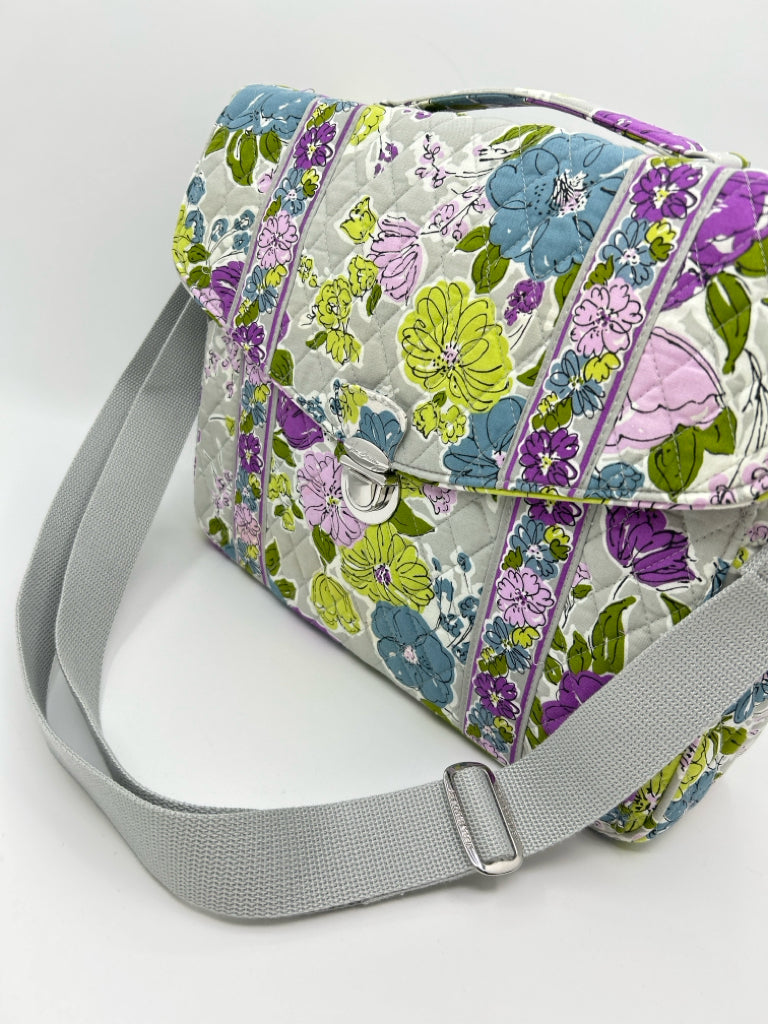 VERA BRADLEY Grey Floral Attache Bag Purse