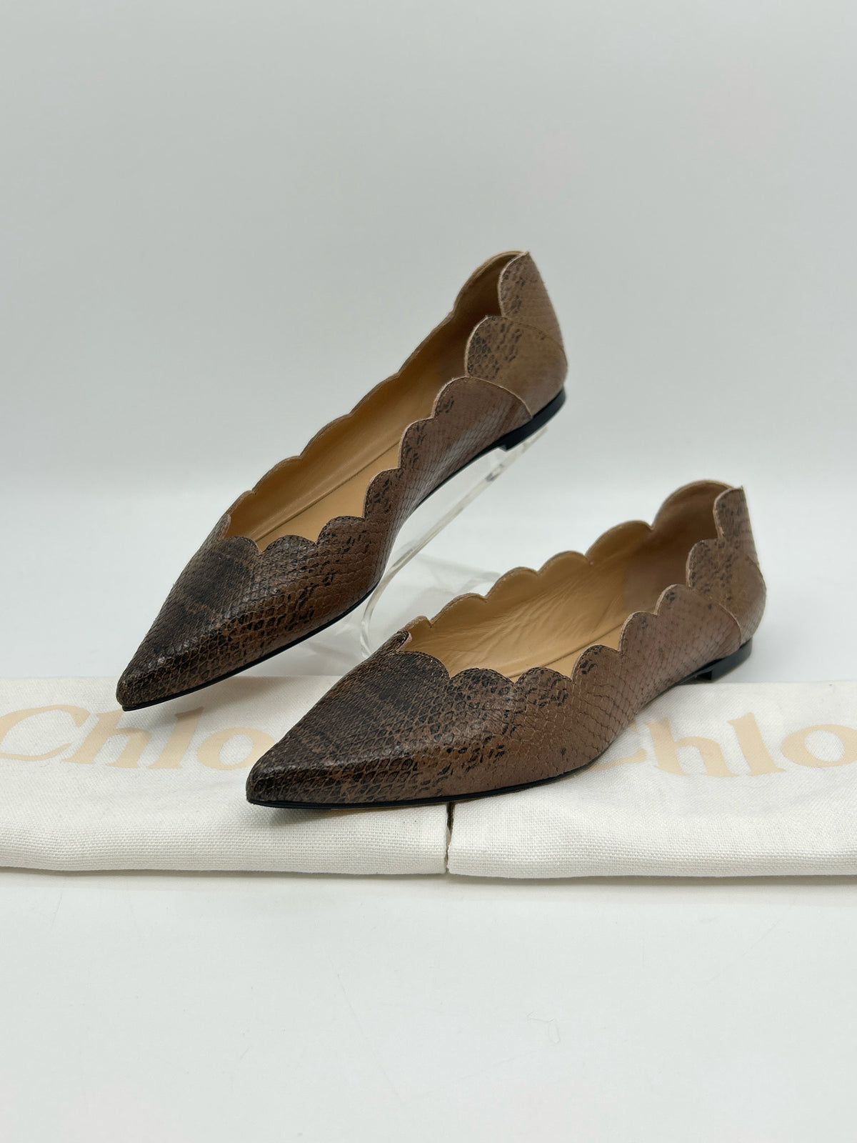 CHLOE Size 39 Brown Print Women Flats