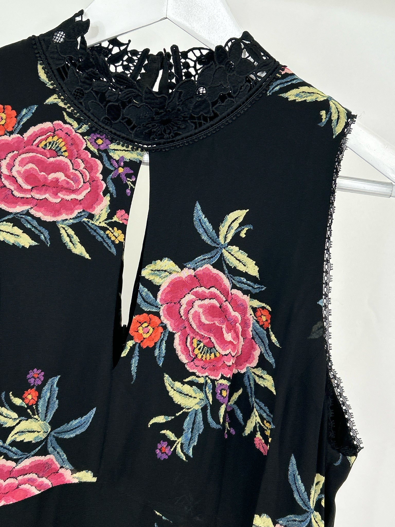 NANETTE LEPORE Size 12 Black Floral Women Dress