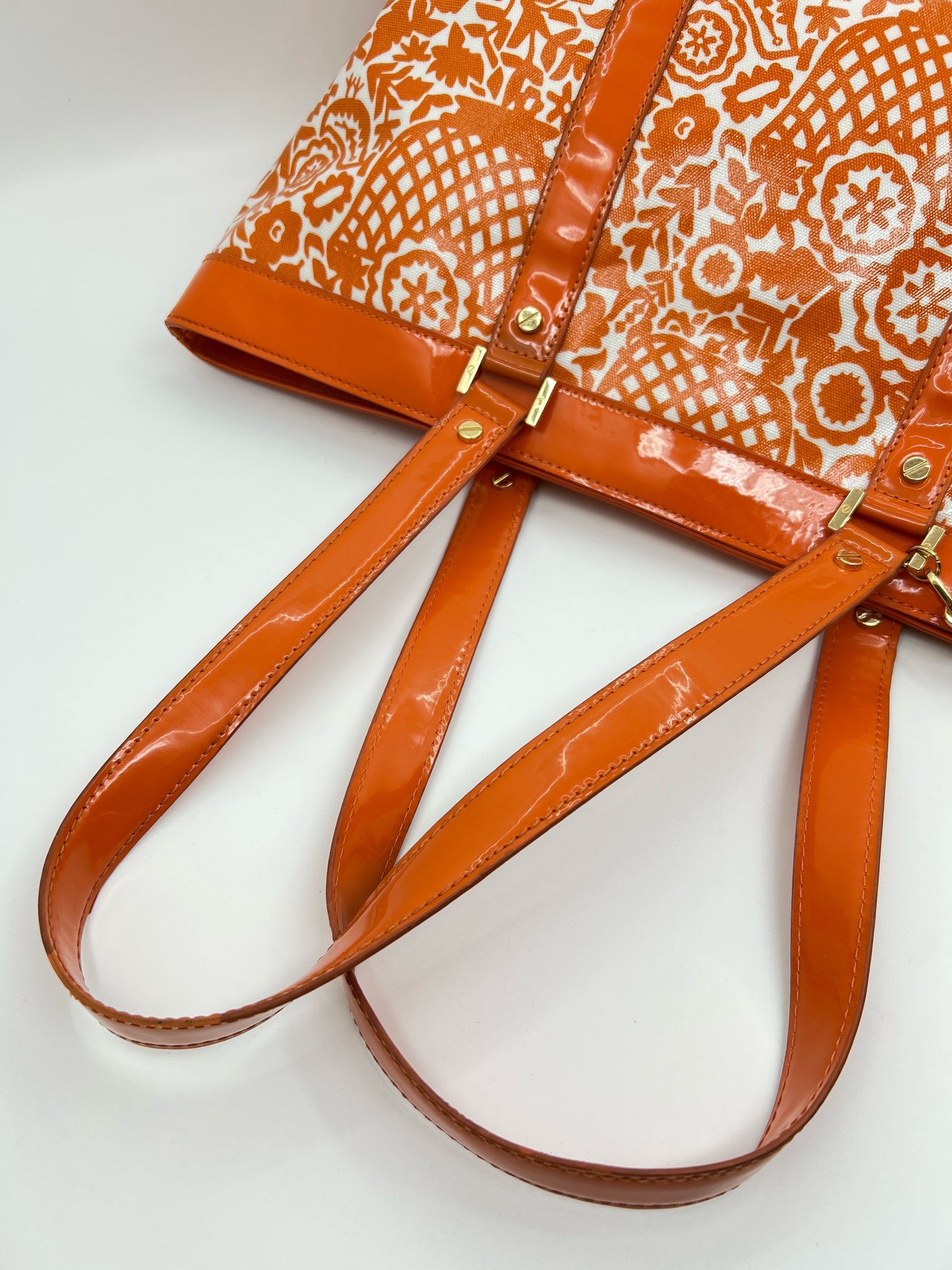TORY BURCH ORANGE AND WHITE Women Tote